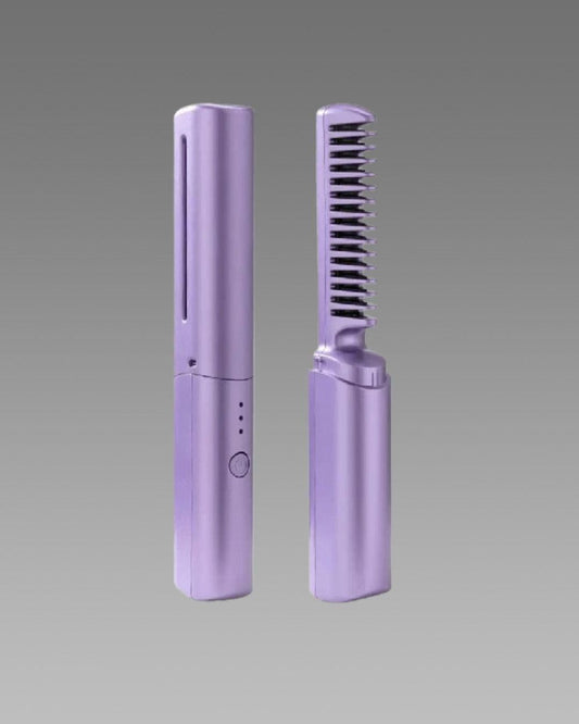 Portable Mini Hair Straightener Cordless Rechargeable Adjustable Hot Comb