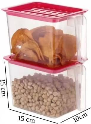Fridge storage containers Set Refrigerator Box with Handles and Airtight Lid Unbreakable Fruits Basket - 1000 ml (Pack of 6, Pink)