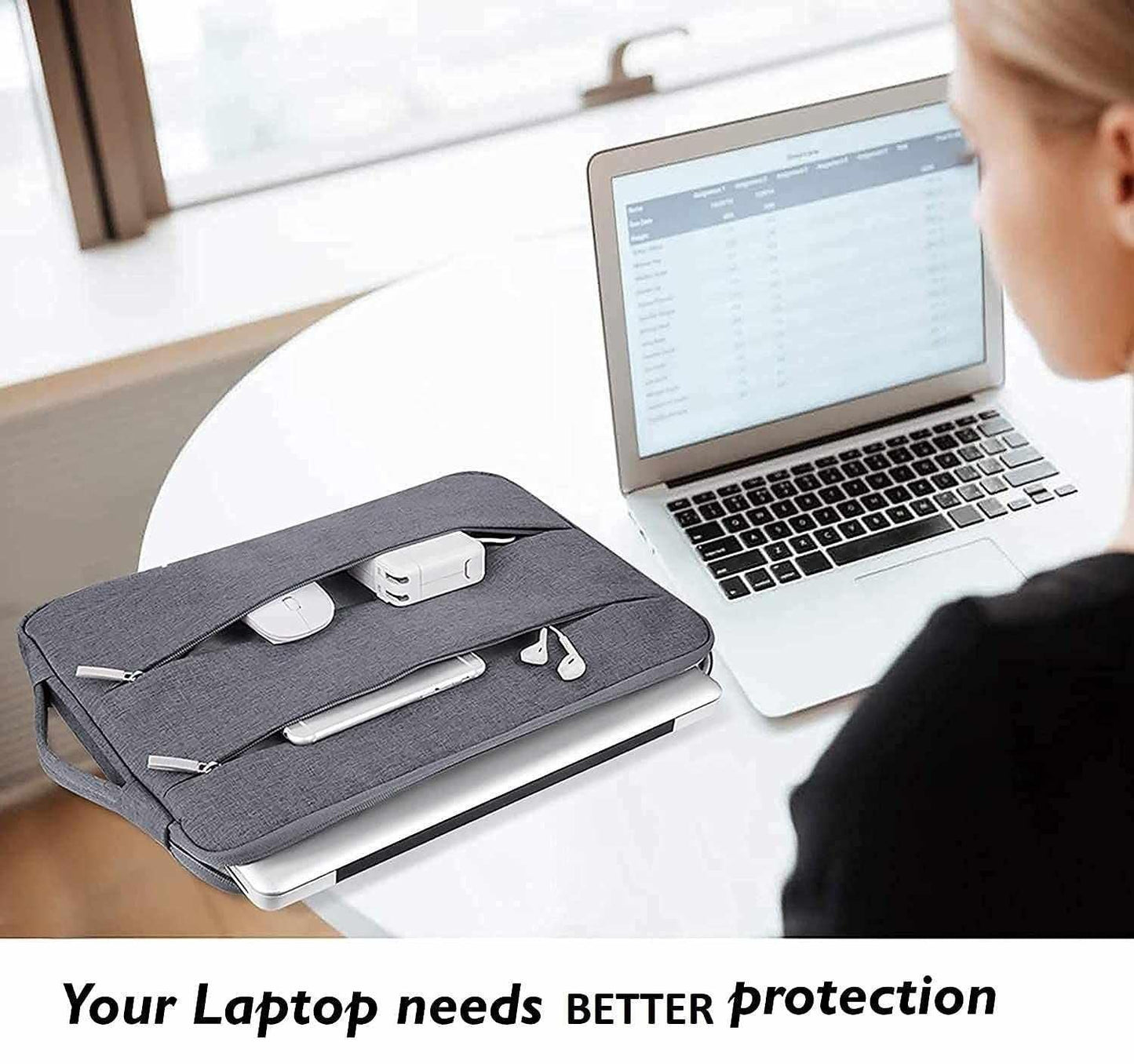 Sleek Nylon Fabric Laptop Bag Cover with inner Fur Cushion Material