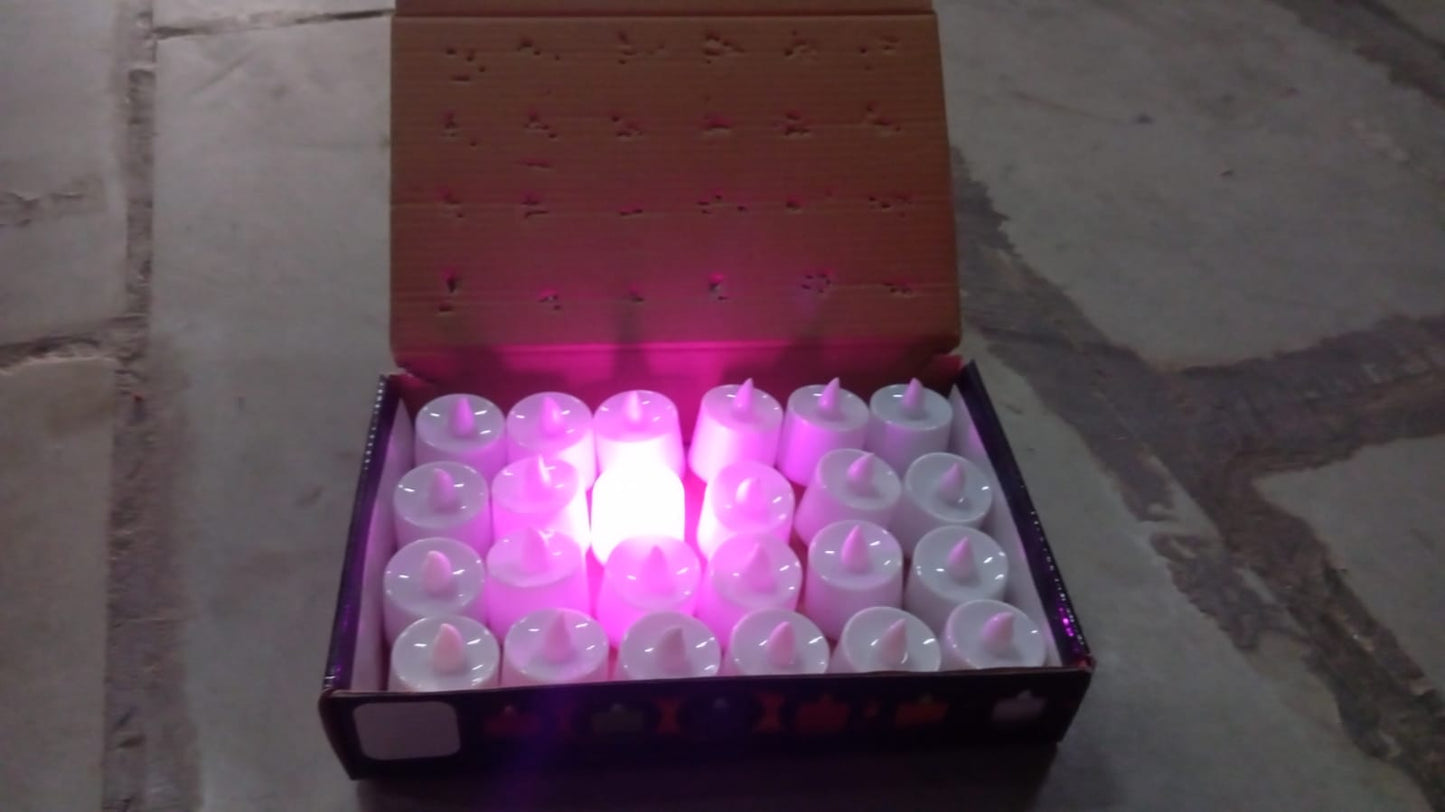Flameless & Smokeless Plastic Decorative Candles - Led Tea Light Candle For Home Decoration (Pack Of 24)