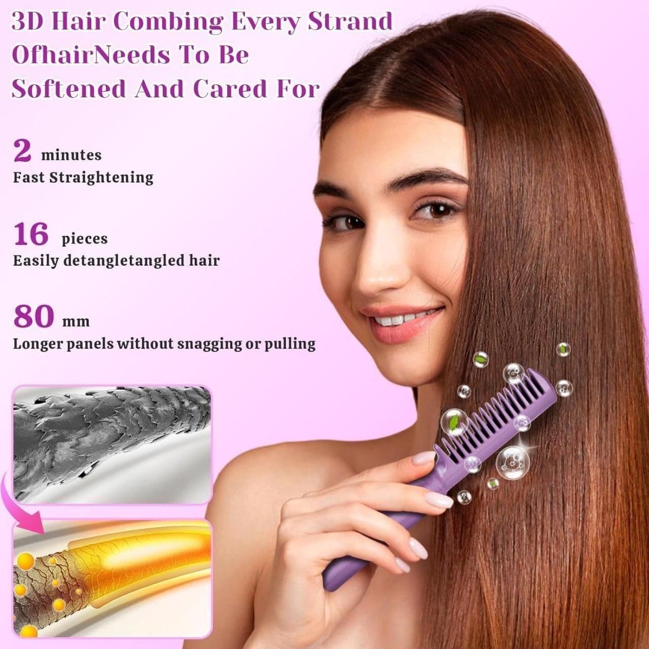 Portable Mini Hair Straightener Cordless Rechargeable Adjustable Hot Comb